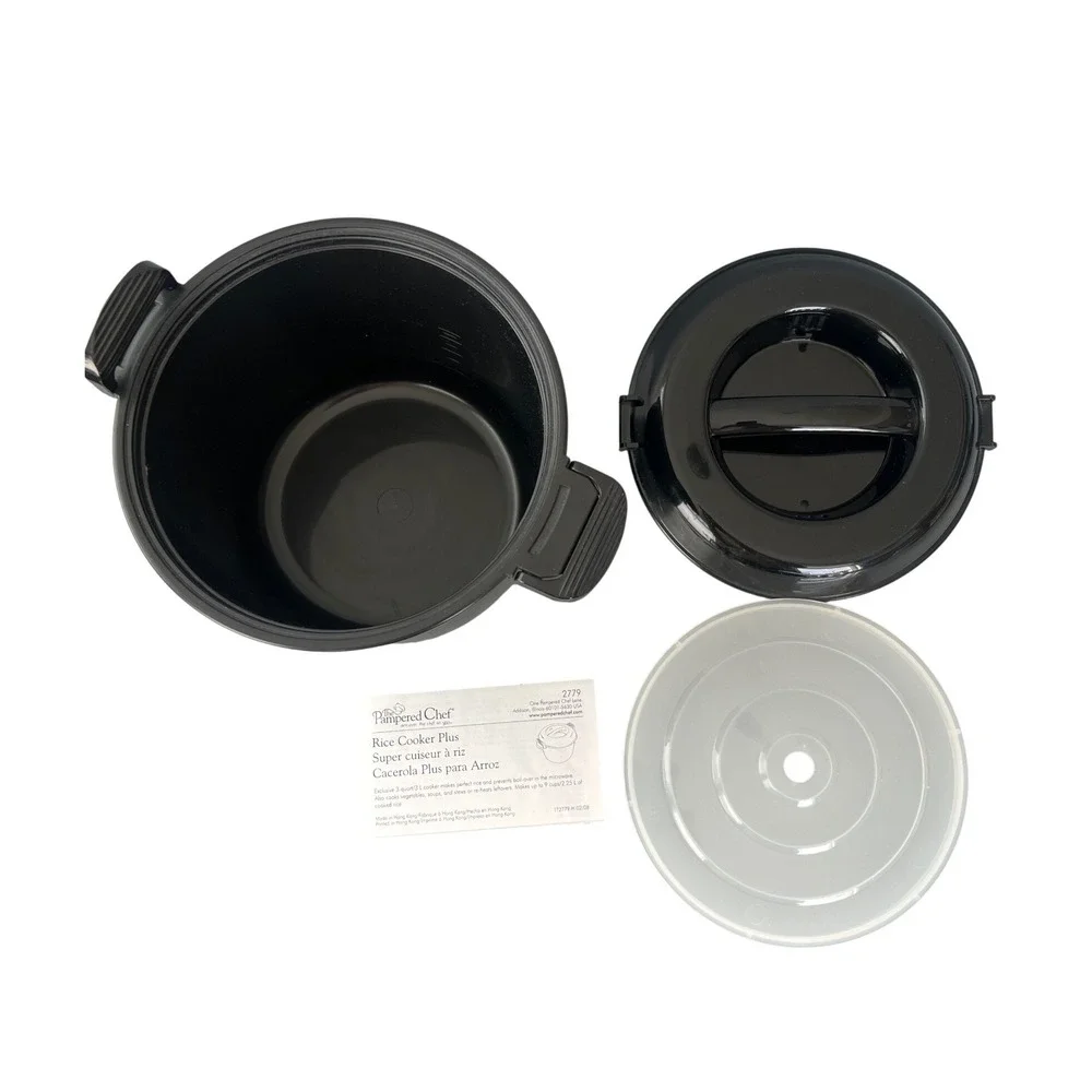 Pampered Chef Rice Cooker Plus 2779 Black 3 Quart Microwave Cooker with Lids